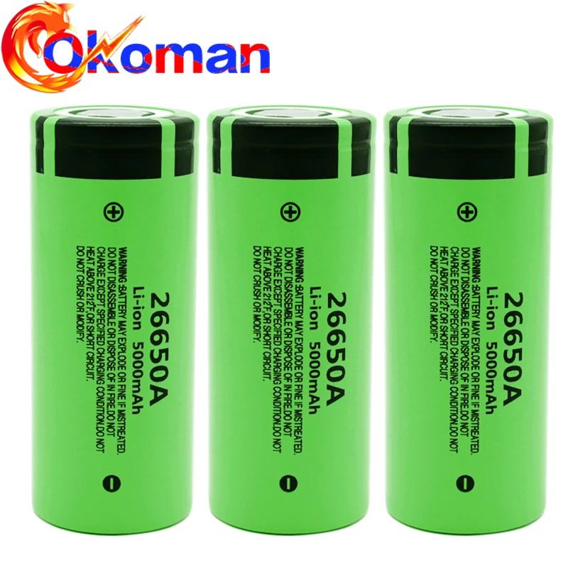 Аккумулятор для Panasonic 26650A 3,7 V 5000mAh высокой емкости 26650 литий-ионная аккумуляторная батарея