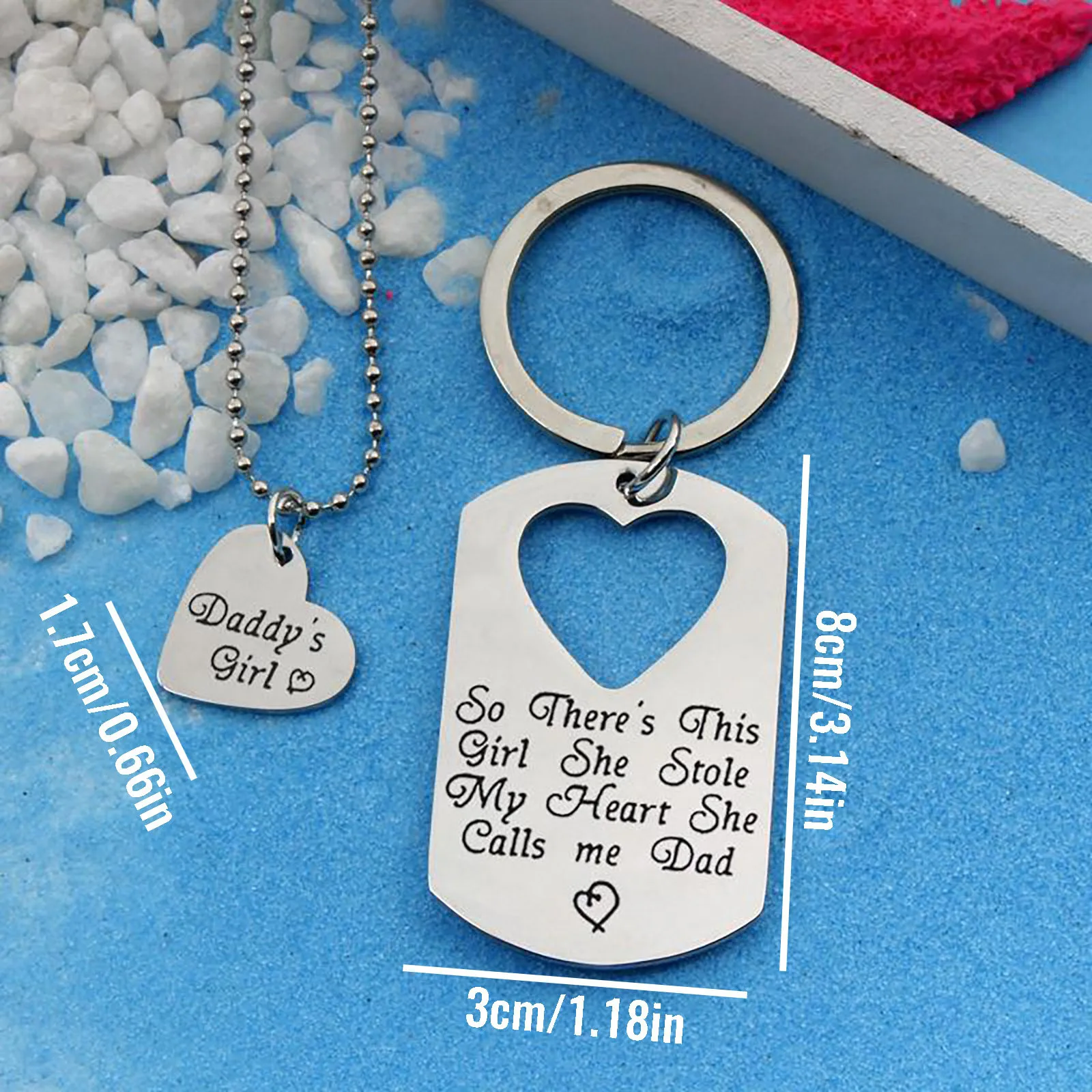 

vintage female necklace Hot Letter Heart Keychain Key Ring Necklace Daddy Daughter Dad Father Girls collares para mujer