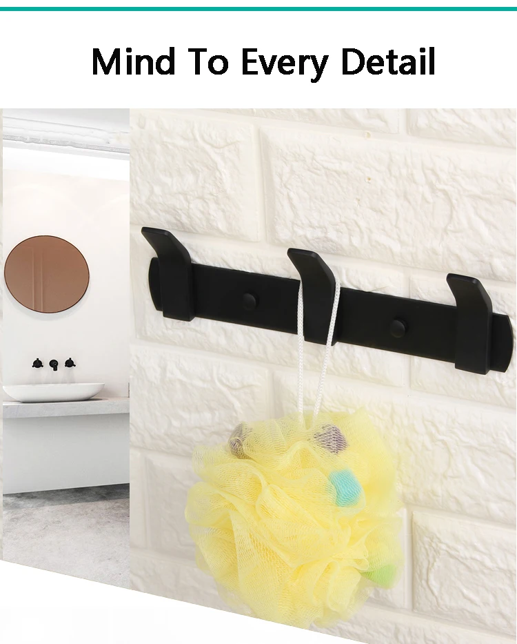 Аксессуары для ванной комнаты черное полотенце 23456 крючок твердая нержавеющая