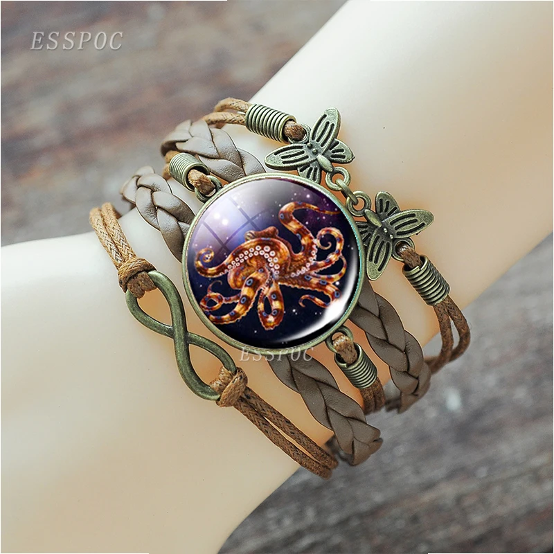 Браслет на запястье Esspoc с уникальным дизайном светящийся осьминог фото-стекло