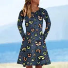 Женское готическое Платье с принтом тыквы и призрака, наряд для Хэллоуина, женское платье для косплея, праздничное платье для вечерние НКИ, женские винтажные платья FFT