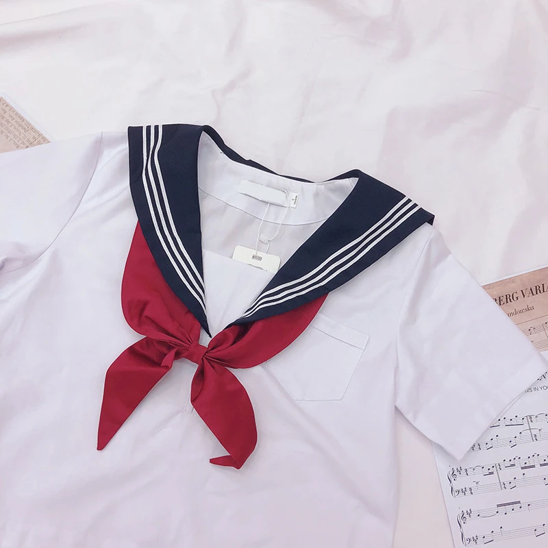 Японская школьная форма для девочек на осень и лето милый топ моряка с коротким