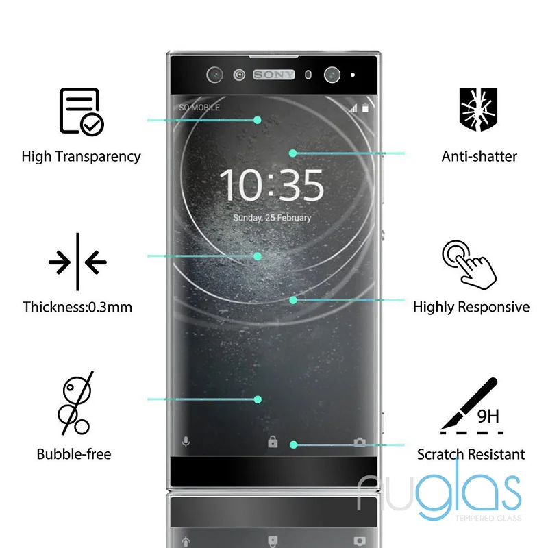 Защитное стекло JGKK закаленное с полным покрытием для Sony Xperia XA1 XA2 Plus XA3 Ultra XZ2 XZ4 10