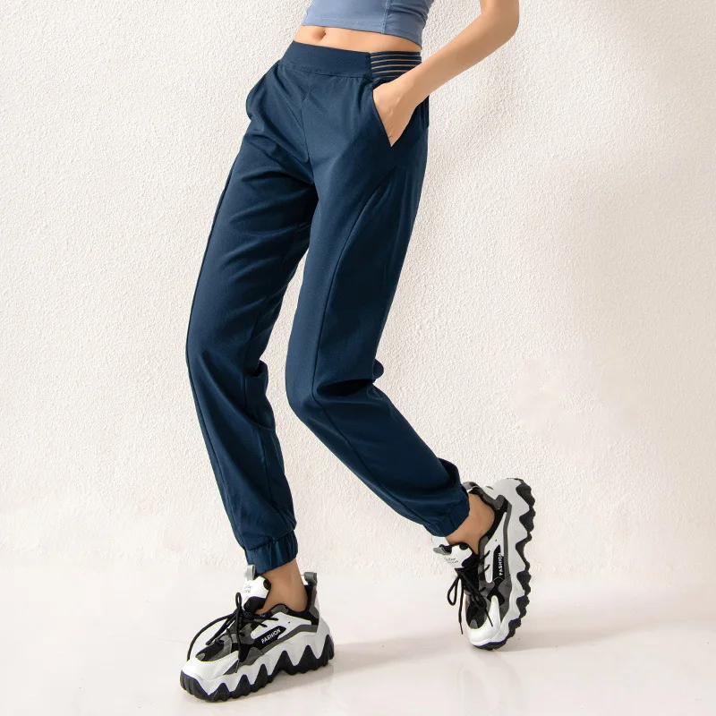 

2020 New Leisure Sport Joggers Women Running Athletic Pants Gym Fitness Sweatpants Elastic Waist With Fish Belt On Both Sides