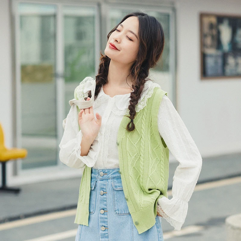 INMAN 2020 весенний однобортный жаккардовый короткий женский свитер без рукавов в