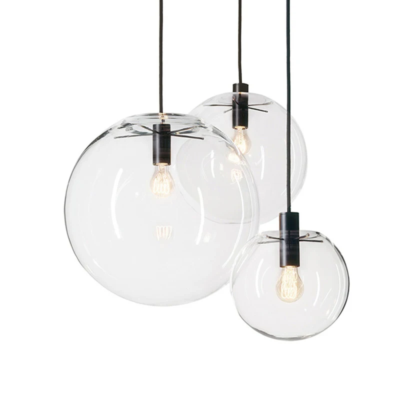 

Nordic Modern style Pendant Lights Globe Chrome Lamp Glass Ball Pendant Lamp Transparent Kitchen Light Fixture E27 Home Hanglamp