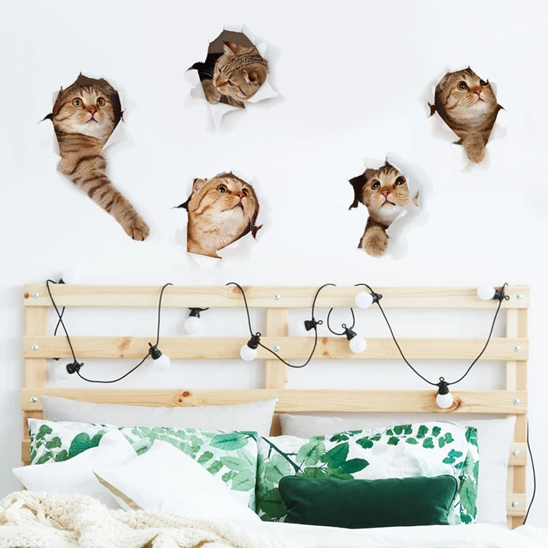 3d трехмерная Наклейка на стену котенка персонализированные наклейки для