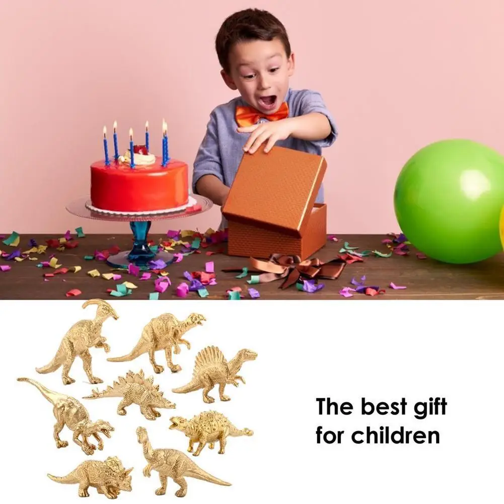 

8/6/14pcs Solids Plastic Jurassic Golden Dinosaur Model Home Decoration Desktop Ornaments Boy Room Decoration Dinosaur Toys