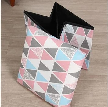 

Caishi cotton linen printing shoe changing stool cloth art storage stool foldable shoe changing stool multi-function storage st