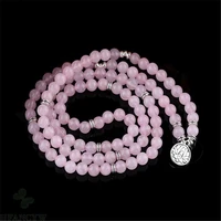 8mm pink crystal mala necklace pendant 108 beads bracelet mala hot natural meditation handmade chakas bless energy
