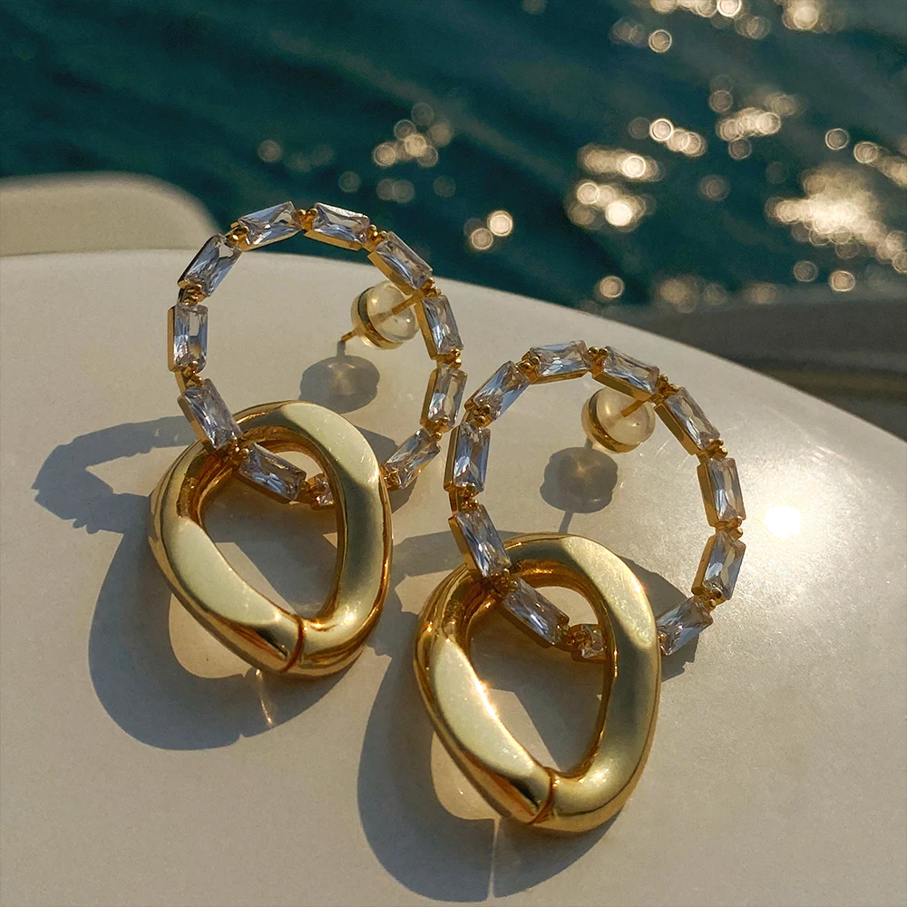 

Fashion commuter metal studded mosaic earrings high sense 2021 summer new temperament earrings women