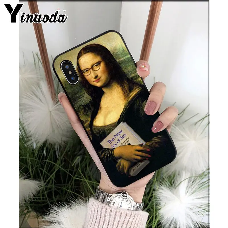 A12 Yinuoda Забавный чехол для телефона Mona Lisa Pet Cat TPU мягкий черный чехол для iphone 8 7 6 6S Plus 5 5S SE XR X XS MAX Coque Shell - Цвет: A12