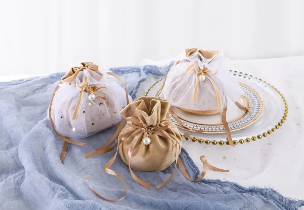 1 шт. высокое качество цвет шампанского бархатные сумки звезда пряжи украшение в