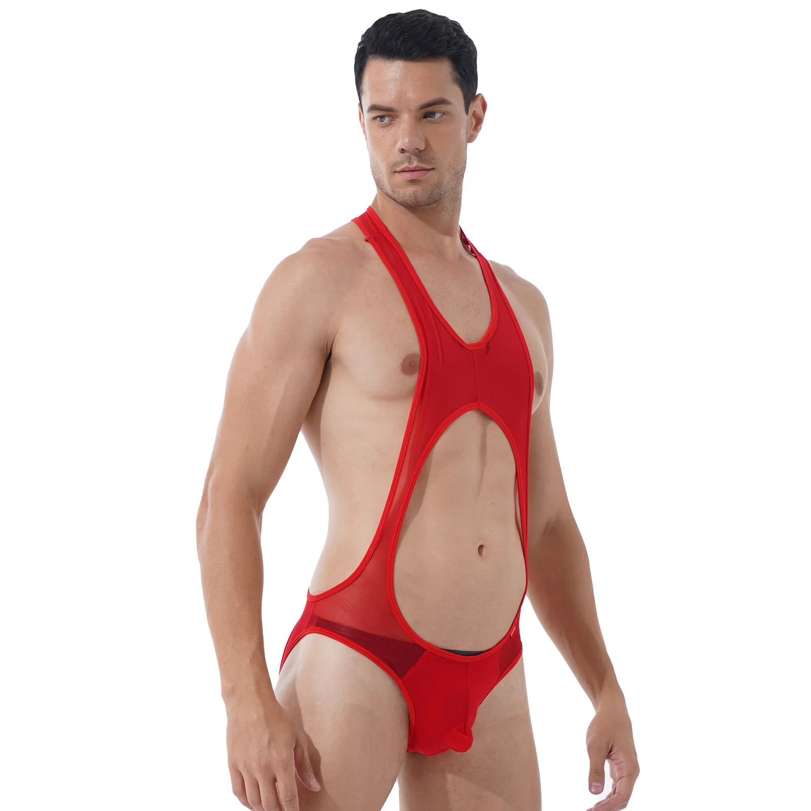 Трико мужское Сетчатое без рукавов пикантный облегающий боди с вырезами