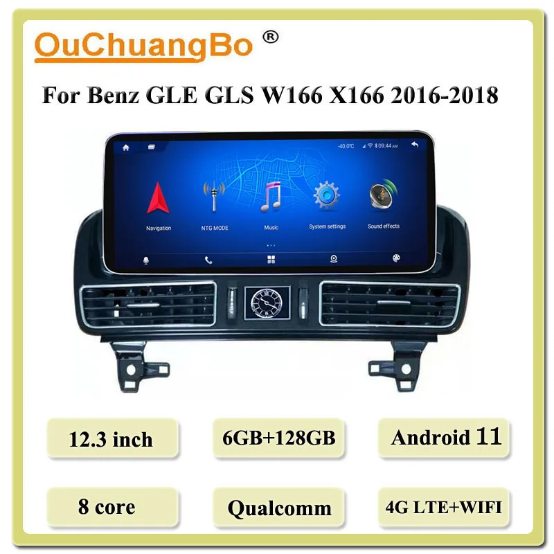 

Ouchuangbo 12.3 Inch 4G GPS Radio For Benz GLE GLS W166 W167 C292 2016-2018 With 8 Core 6GB 128GB 1920*720 Android 11 Carplay