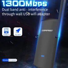 COMFAST  Gigabit USB Wifi Adapter  CF-924AC 1300Mbps  Wifi Network Card 2.4/5.8GHz Dual Band Wireless Wifi Dongle Receiver