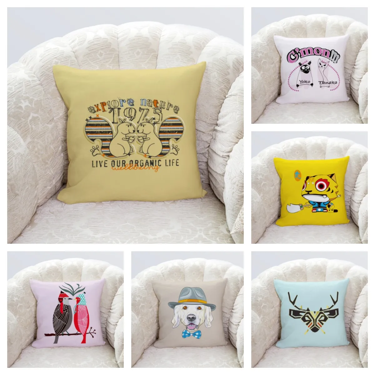 

Nordic Ins Cartoon Sofa Cushion Cover Office Lumbar Cushion Cover Home Decoration Pillow Cover Customizable fall decorations