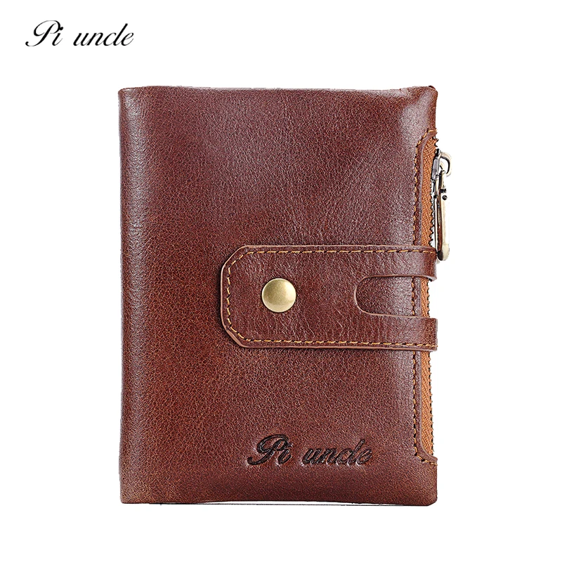 Брендовые мужские кошельки PIUNCLE Rfid Ретро стиль кожа мягкая двойная молния
