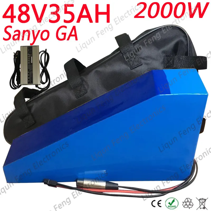 48V Батарея пакет 2000W 48V 35AH литий-ионный Батарея 48V 35AH Электрический велосипед Батарея Применение Sanyo ячейки с 50A БМС+ Зарядное устройство беспошлинно