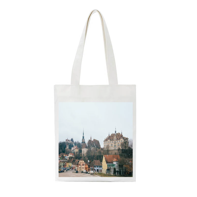 Складная женская сумка для покупок SCCFMM с изображением белого дома Женская