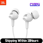 Проводные белые наушники JBL C100SI 3,5 мм, стереонаушники с глубокими басами для музыки, гарнитура, спортивные наушники с линейным управлением и микрофоном