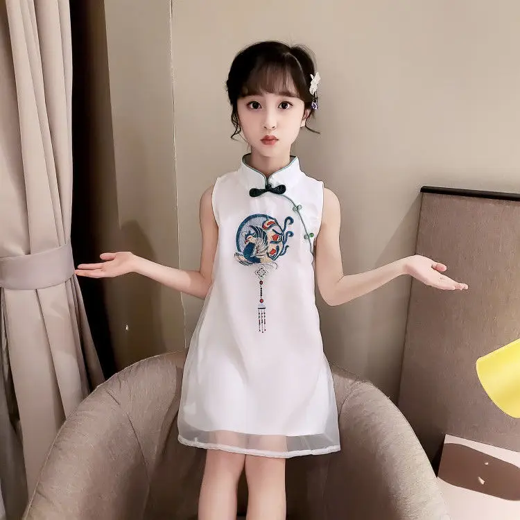 

Girls summer dress 2021 new children's summer dress Hanfu girl cheongsam princess dress children's dress skirt summer