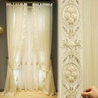 Белая сетчатая занавеска с вышивкой, занавеска для виллы с высоким окном, в европейском и американском стиле, для гостиной, спальни, неоклассическая занавеска на заказ