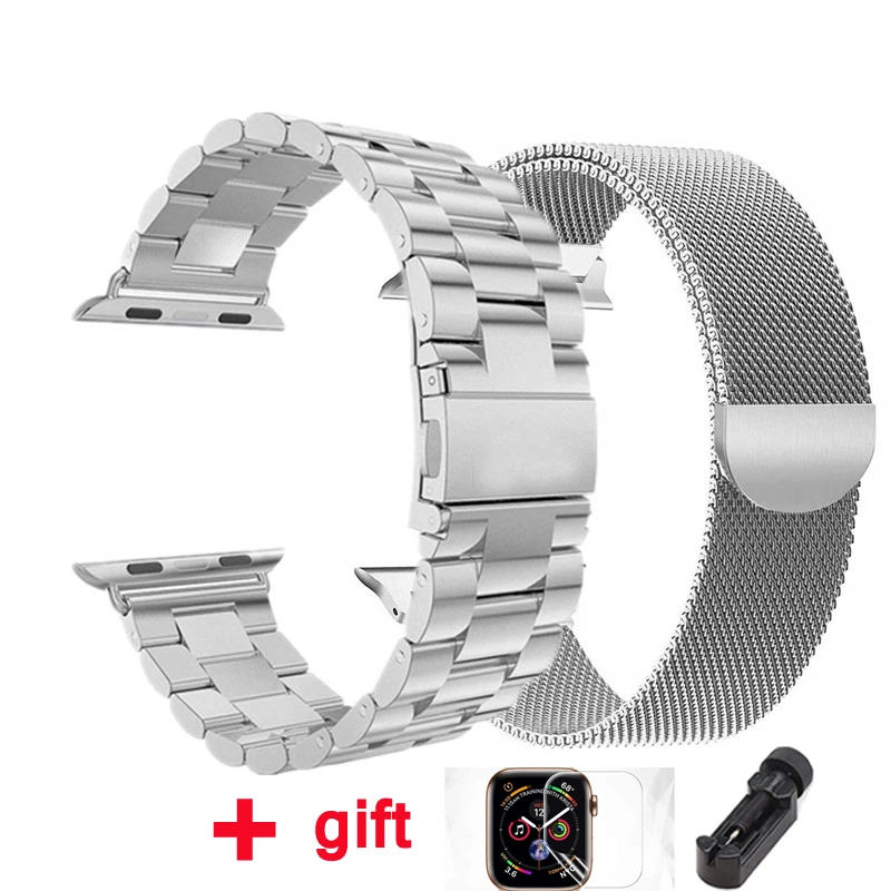 Ремешок для Apple watch band 42 мм 38 мм Миланская петля iWatch band 44 мм 40 мм браслет из нержавеющей стали Apple watch аксессуары