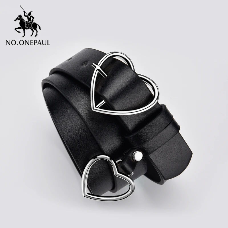 

NO.ONEPAUL Genuine leather ladies high quality alloy love pin buckle fashion retro belt dress jeans decorative ladies cute belts