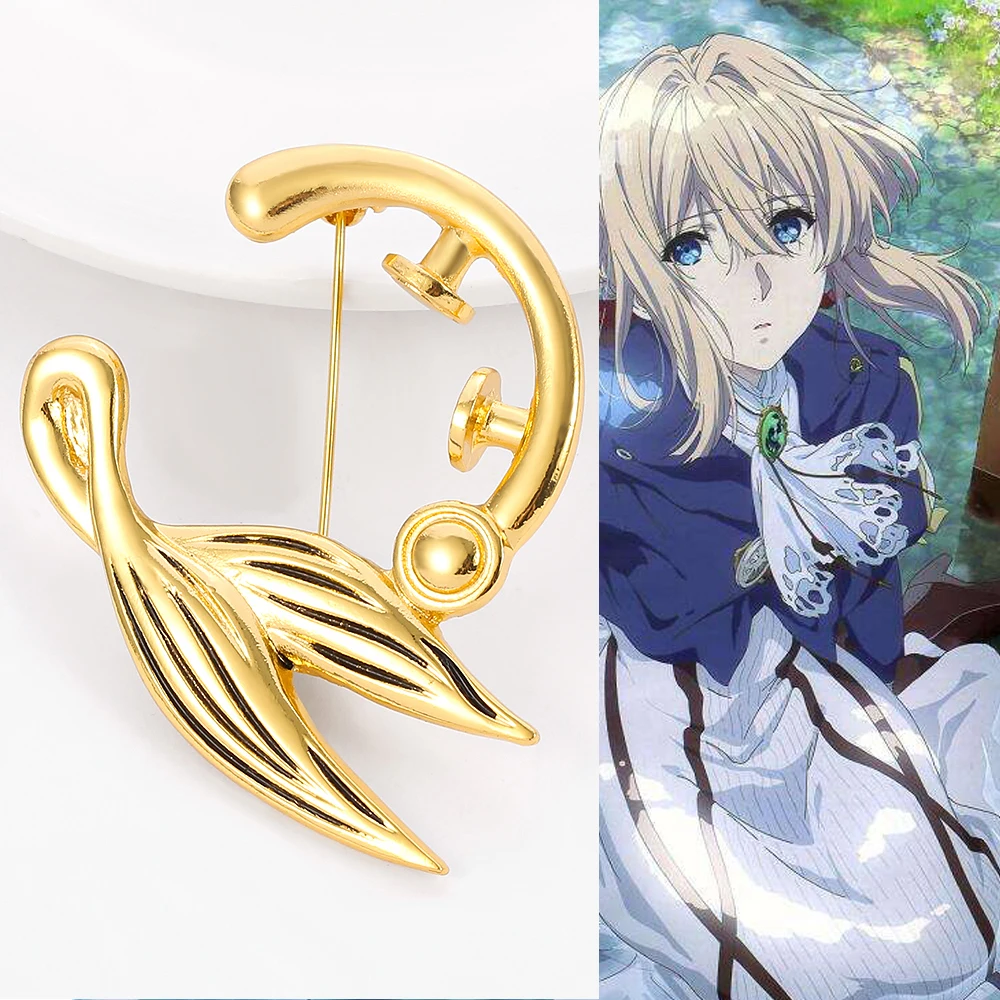 Japan Anime Violet Evergarden Brooch Gold Cosplay Prop Costume Accessories For Man Women Fashion Jewelry Lapel Pin Gifts images - 6