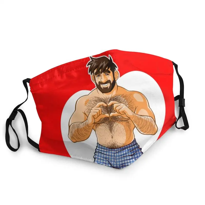 

Adam I Love You Heart Mouth Face Mask Adult Unisex Gay Pride Bobo Bear Mask Men Women Anti Haze Protection Respirator Muffle