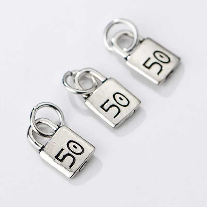

925 Sterling Silver 50 Lock Design Fancy Jewelry Charms S925 Silver Decoration Necklace Bracelets Circle Pendants DIY Jewelry