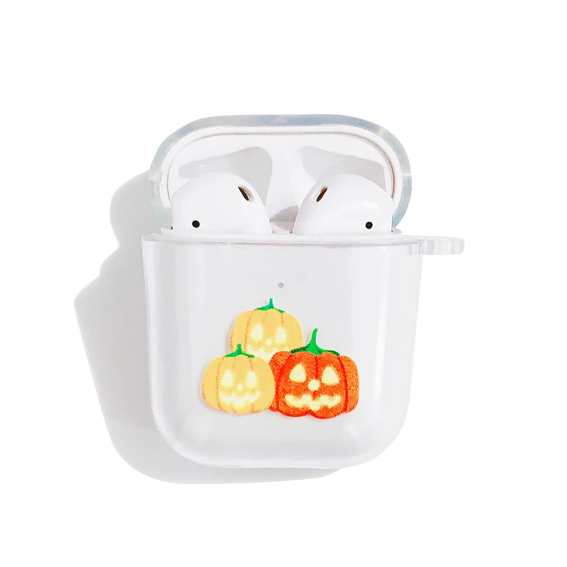 

Halloween pumpkin wireless bluetooth headset protective cover transparent TPU soft shell anti-fall applicable airpods2