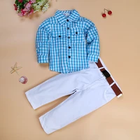 boys sets tops pants toddler suits plaid t shirts childrens clothing with belt kids clothes