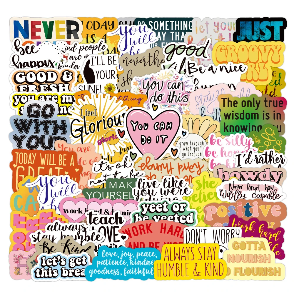103050100pcs motivational phrases sticker quotes sentences waterproof for laptop phone office study room graffiti decal toy free global shipping