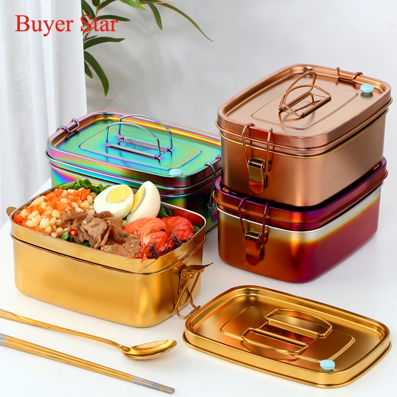 Контейнер для ланча Bento 304 из нержавеющей стали 1 5 л двухслойный металлический