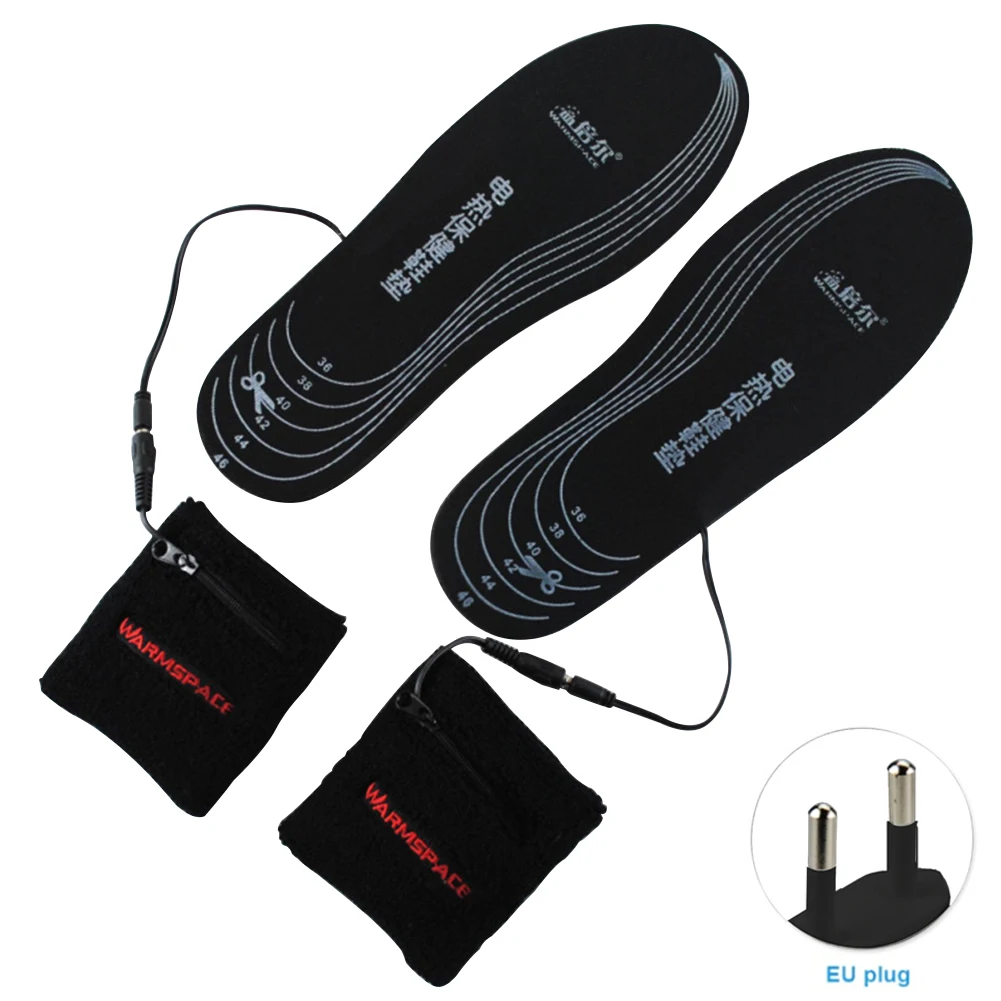 EU Plug 1 пара, электрическое отопление, спортивная стелька, зимняя обувь, для прогулок, теплая, удобная, походная, USB, перезаряжаемый, моющийся вкладыш, мягкая, для улицы - Цвет: EU Plug