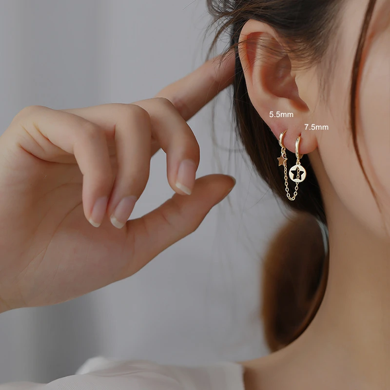 Серьги из стерлингового серебра 925 пробы модный дизайн с цирконием 2 проколотые