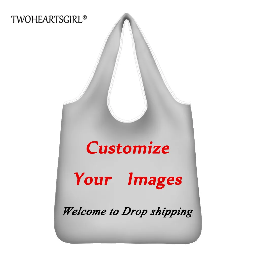 

Женская Складная сумка-шоппер twoheart sgirl, большая многоразовая сумка для покупок с вашим логотипом/именем/фото