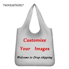 Женская сумка-шоппер Twoheartsgirl, складная, с логотипом, именем, фото, изображениями