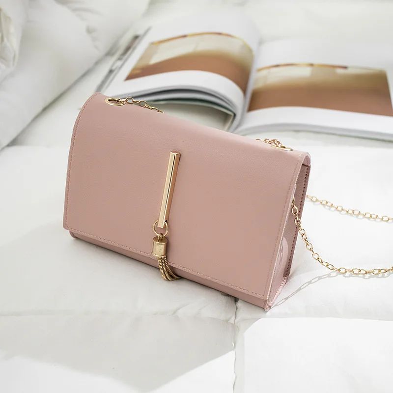 

Korean ladylike bag PU Flap Single Chains Tassel Fashion Solid Hasp Shoulder Bags ladies hand bags lovely women's bag