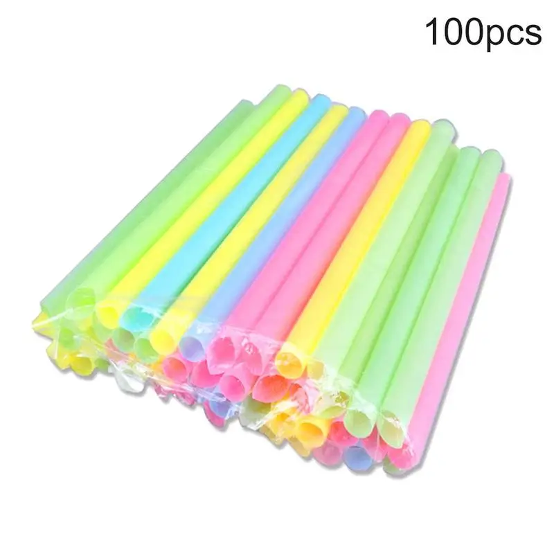 

100 Sticks Disposable Pearl Milk Tea, Juice Smoothie Colored Thick Straws