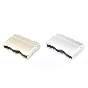 2 комплекта золотосеребро Цвет сплав сильные магнитные замочки 30x3 мм отверстие для 10 мм плоского кожаного ремешка на браслет, соединительное устройство, ювелирная работа аксессуаров