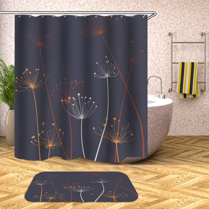 Одуванчик с цифровой печатью водонепроницаемая занавеска для душа из полиэстера