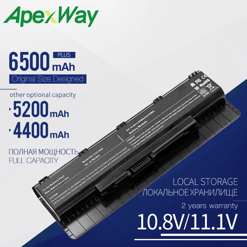 

Apexway laptop battery for Asus N46VJ N46VM N46VZ N56 N56D N56DP N56DY N56J N56JK N56JN N56JR N56V N56VB N56VJ N56VM N56VV N56VZ