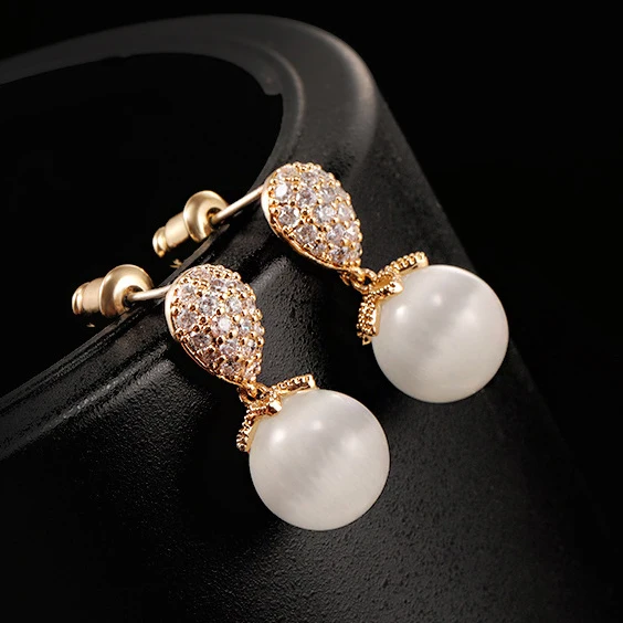 Gold Color UILZ, новинка, модные свадебные жемчужные серьги в форме капли воды для женщин, AAA кубический цирконий, длинные висячие серьги UE516 - Окраска металла: Gold Color