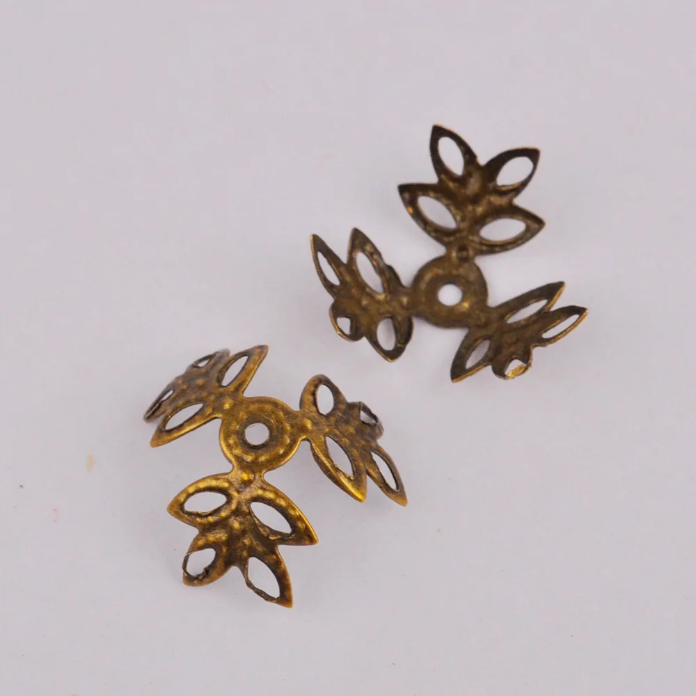 2000 шт. 16 мм трехлистная филигранная шапочка с бусинами в виде цветов s-образная