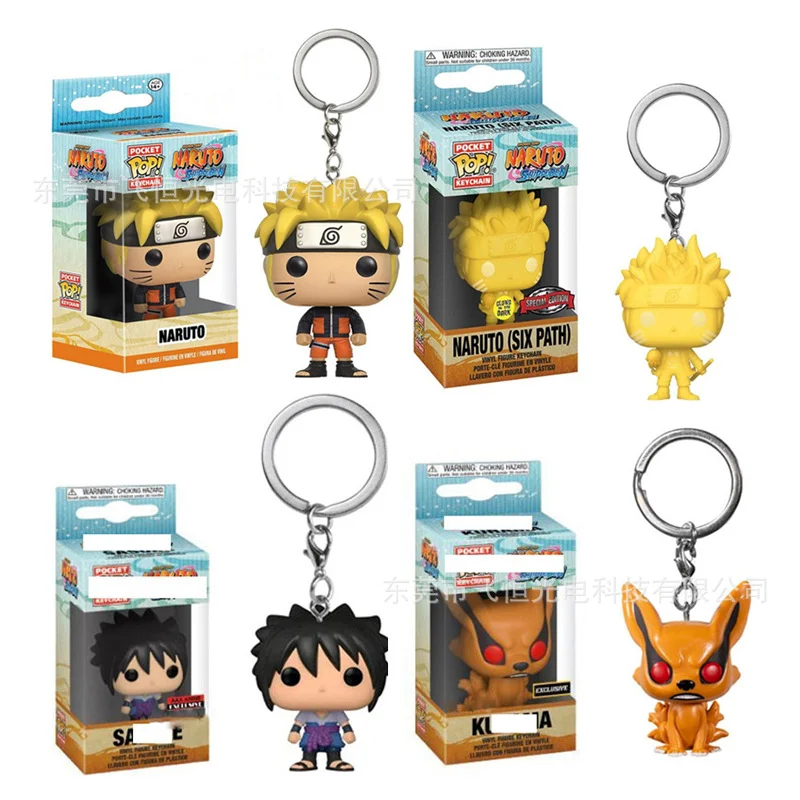

4 Styles Naruto Shippuuden Anime Figures Toys Keychain Uzumaki Uchiha Sasuke PVC Action Model Dolls Pendant Children Gifts