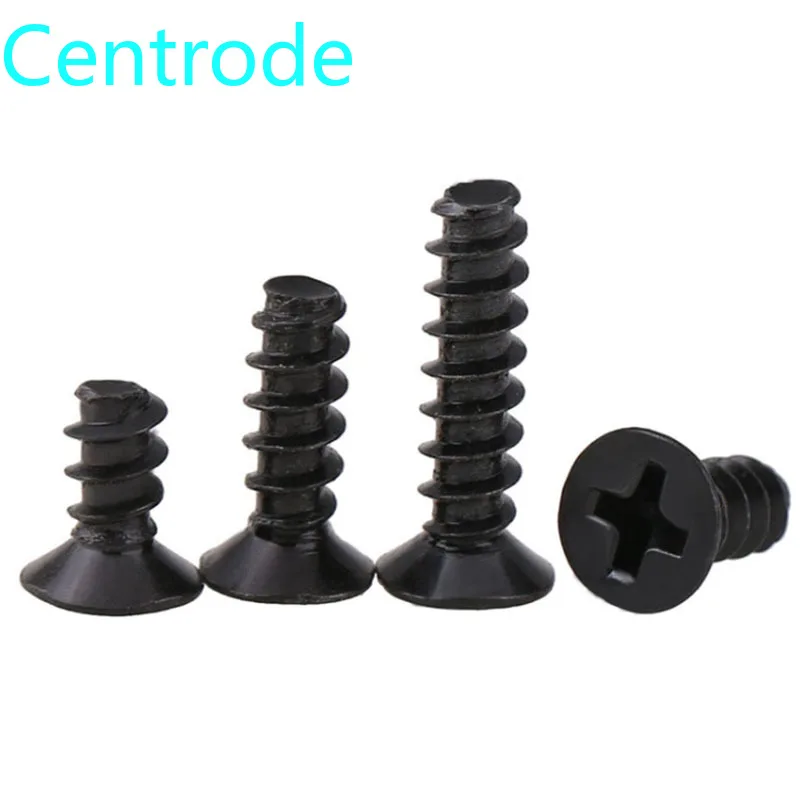 Черные самонарезающие винты Philips с плоским концом потайной головкой хвостом KB