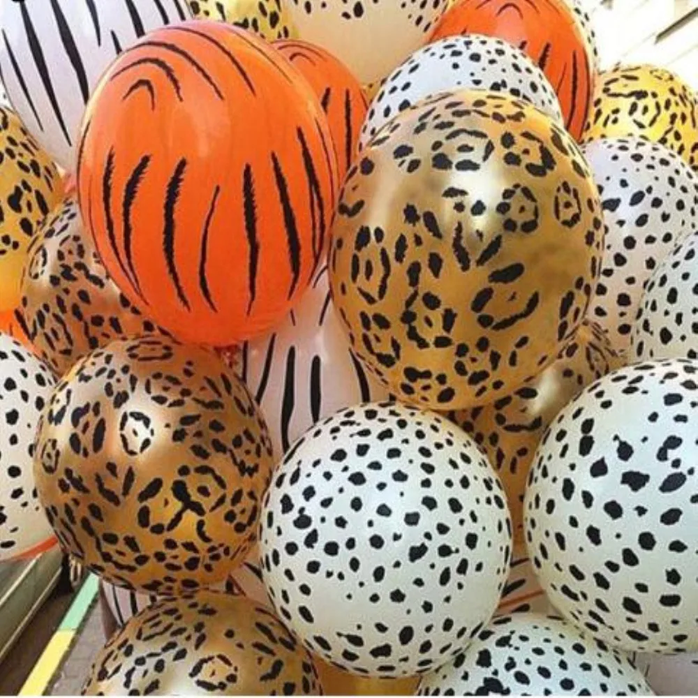 

20pcs 12inch Jungle Animal Latex Balloons Cow Tiger Zebra Leopard Foil Balloon Birthday Party Decor Kids Birthday Gift Globos